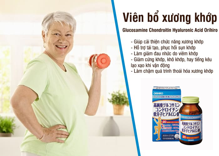 Viên Uống Bổ Xương Khớp Glucosamine Orihiro Hyaluronic Acid Hỗ trợ làm giảm nhanh những cơn đau khớp