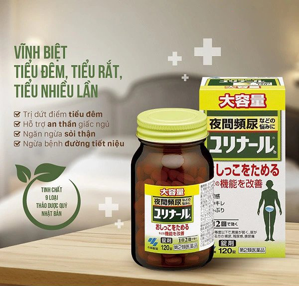 Viên Uống Trị Tiểu Đêm Tiểu Rắt Kobayashi Urinal B Nhật Bản với tinh chất 9 loại thảo dược quý Nhật Bản, giúp trị dứt điểm tiểu đêm