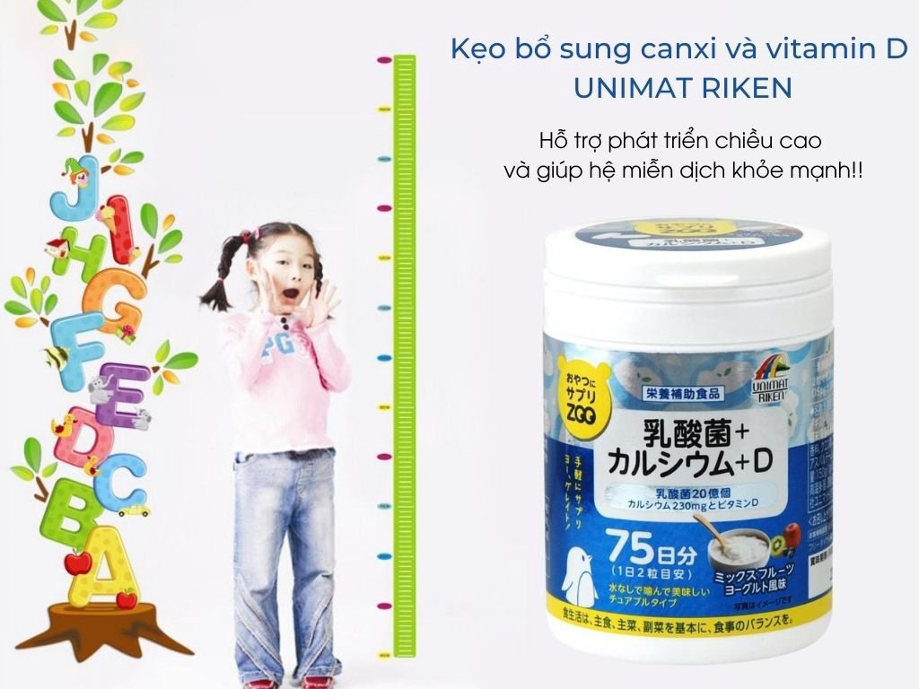 Kẹo Bổ Sung Canxi Và Vitamin D Zoo Unimat Riken Cho Bé