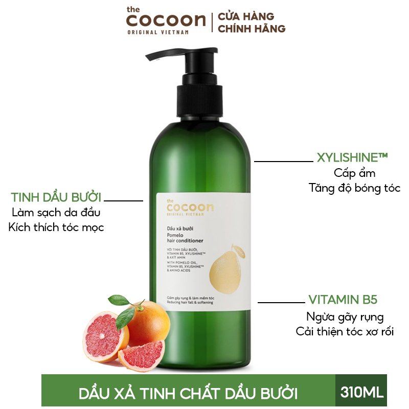 Dầu Xả Bưởi Giảm Gãy Rụng Tóc Và Kích Thích Mọc Tóc Cocoon giúp cải thiện rõ rệt tình trạng gãy rụng tóc