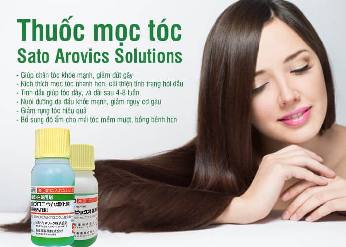 Sato Arovics Solutions kích thích chân tóc sản sinh protein nuôi dưỡng và phát triển mô sừng tạo nên sợi tóc non