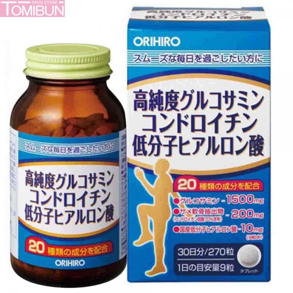 VIÊN UỐNG BỔ XƯƠNG KHỚP GLUCOSAMINE ORIHIRO HYALURONIC ACID 270 VIÊN