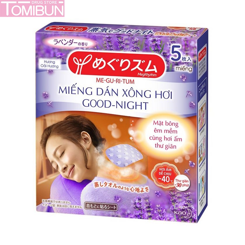 MIẾNG DÁN XÔNG HƠI MEGRHYTHM GOOD-NIGHT OẢI HƯƠNG 5 MIẾNG GOOD-NIGHT STEAM PATCH - LAVENDER