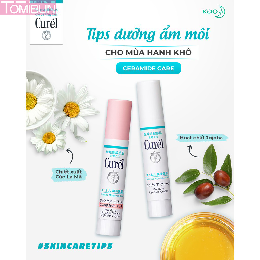 SON DƯỠNG MÔI CURÉL INTENSIVE MOISTURE CARE MOISTURE LIP CARE CREAM CẤP ẨM CHUYÊN SÂU KHÔNG MÀU 4.2G