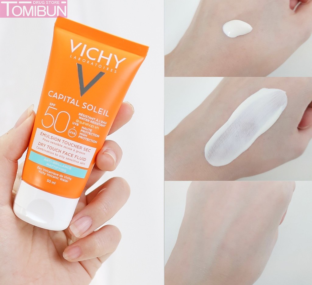 KEM CHỐNG NẮNG KHÔNG GÂY NHỜN RÍT VICHY IDEAL SOLEIL DRY TOUCH SPF 50