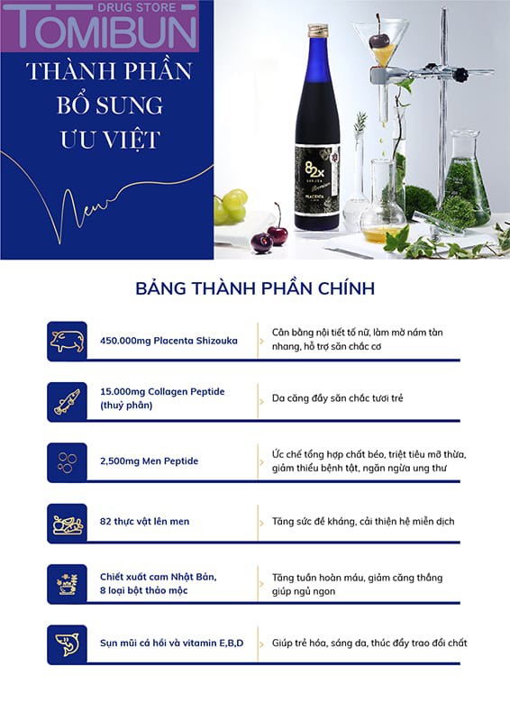 NƯỚC UỐNG TINH CHẤT NHAU THAI PLACENTA 82X SAKURA PREMIUM