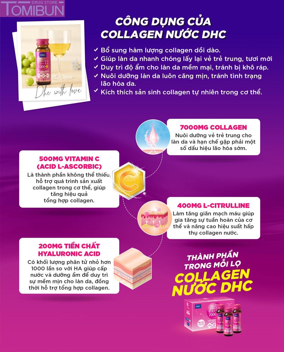 COLLAGEN NƯỚC DHC BEAUTY 7000 PLUS DƯỠNG ẨM CHỐNG LÃO HOÁ (1 HỘP/ 10 CHAI)