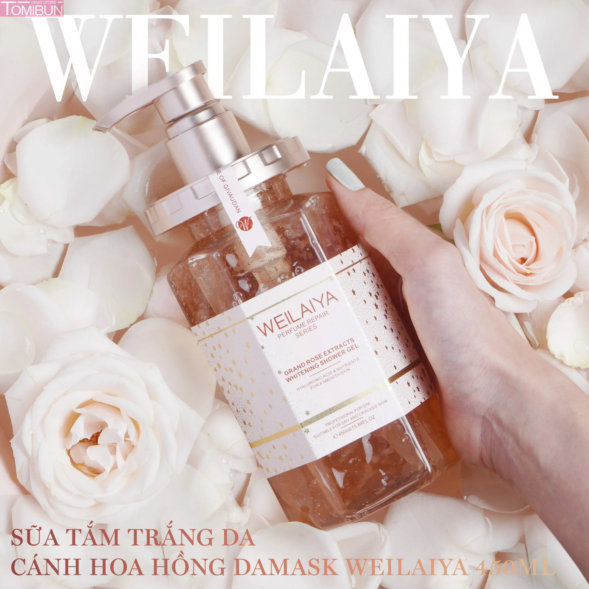 SỮA TẮM TRẮNG DA WEILAIYA DAMASK GRAND ROSE EXTRACTS WHITENING SHOWER GEL 450ML