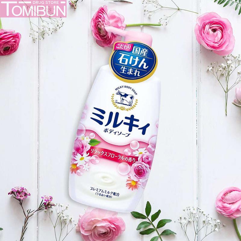 SỮA TẮM HƯƠNG HOA HỒNG MILKY BODY FLORAL SOAP COW 550ML