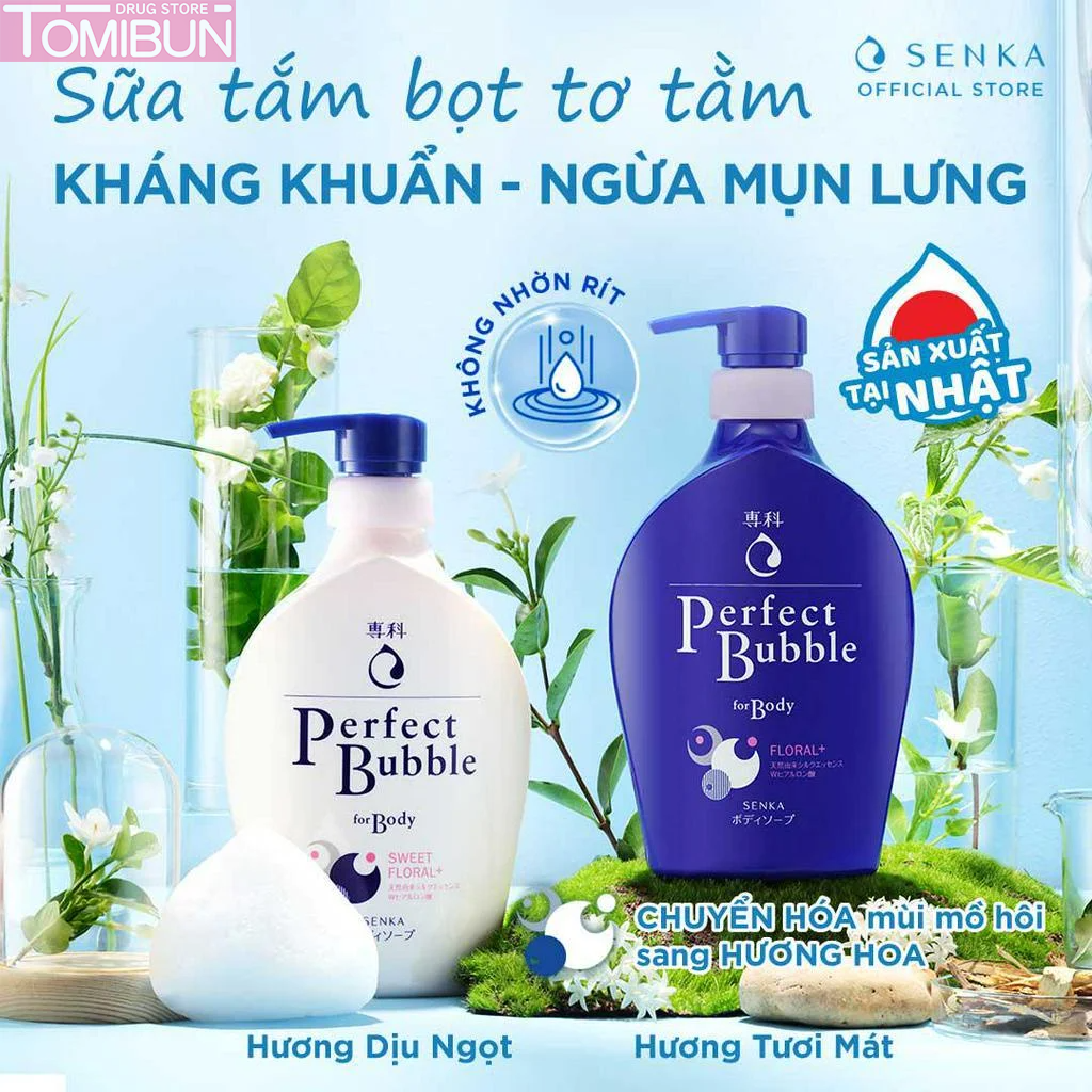 SỮA TẮM SENKA PERFECT BUBBLE FOR BODY FLORAL+ HƯƠNG HOA TƯƠI MÁT 500ML