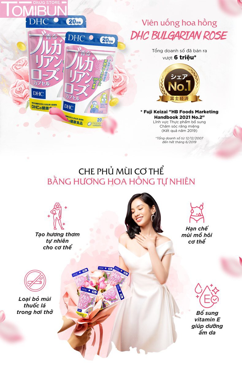 VIÊN UỐNG HOA HỒNG DHC BULGARIAN ROSE CAPSULE (20-DAYS SUPPLY)