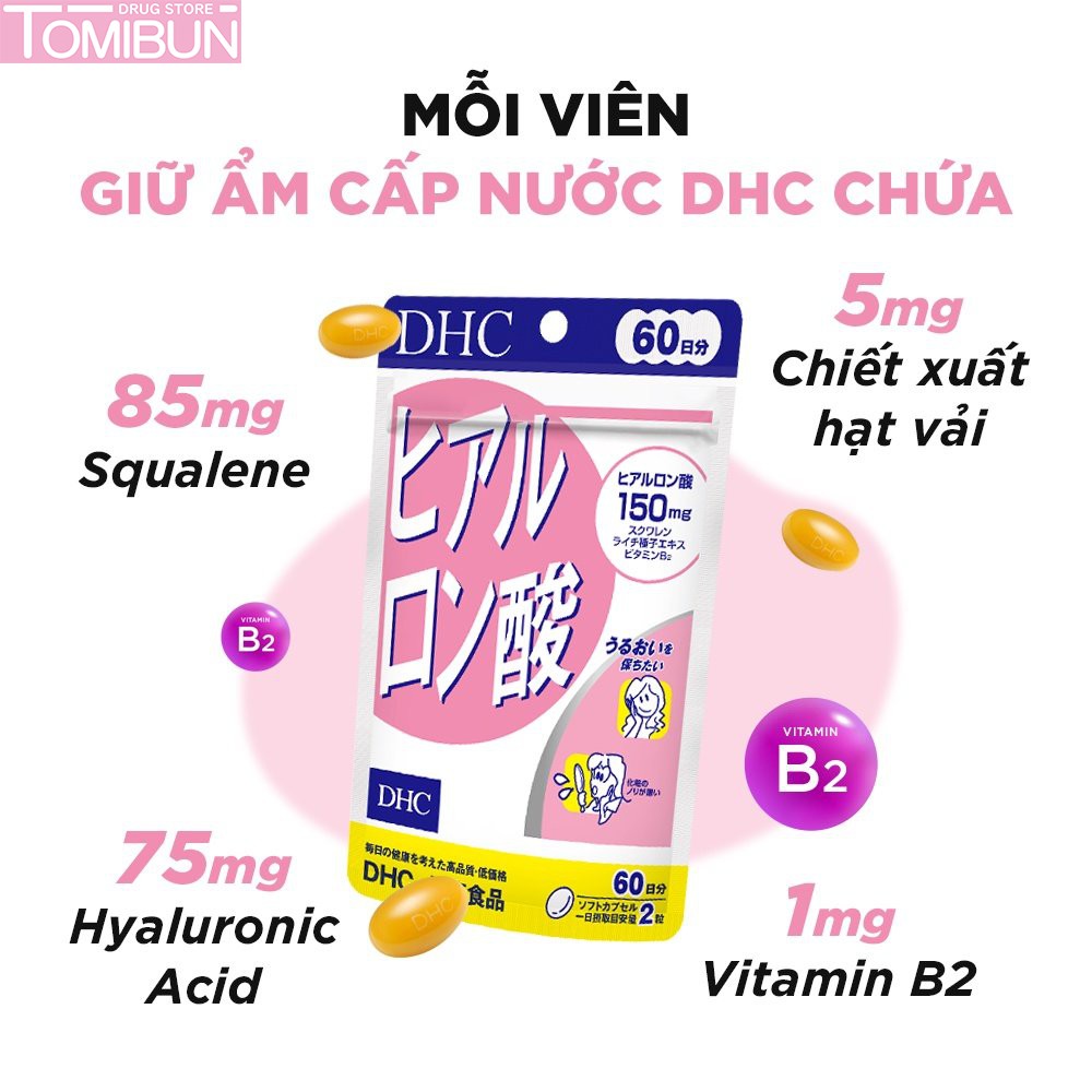 VIÊN UỐNG GIỮ ẨM CẤP NƯỚC DHC HYALURONIC ACID 30 NGÀY (60 VIÊN)