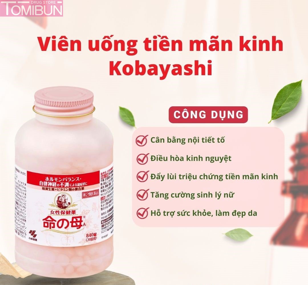 VIÊN UỐNG HỖ TRỢ TIỀN MÃN KINH - ĐIỀU HOÀ NỘI TIẾT KOBAYASHI 840 VIÊN