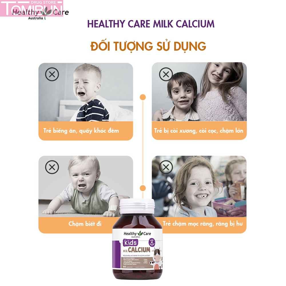 VIÊN UỐNG CANXI SỮA HEALTHY CARE MILK CALCIUM CỦA ÚC (60 VIÊN)