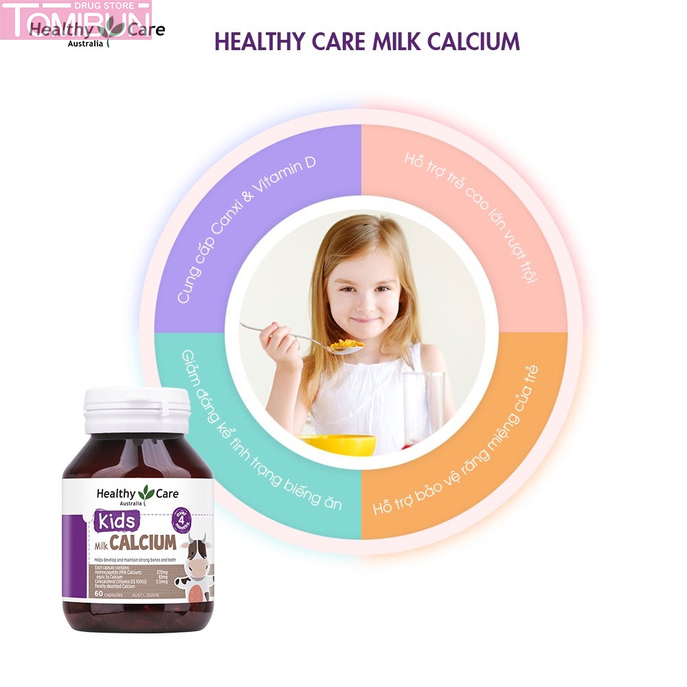 VIÊN UỐNG CANXI SỮA HEALTHY CARE MILK CALCIUM CỦA ÚC (60 VIÊN)