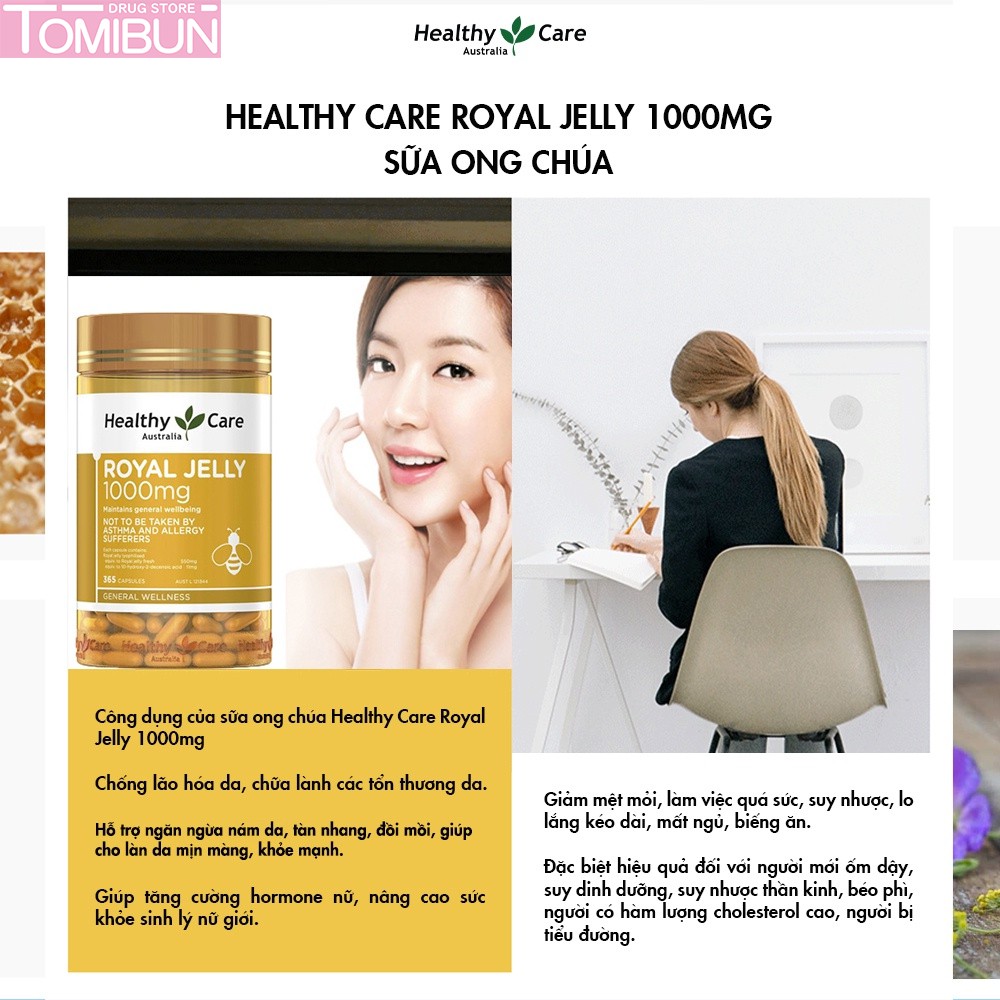 VIÊN UỐNG SỮA ONG CHÚA HEALTHY CARE ROYAL JELLY 1000MG