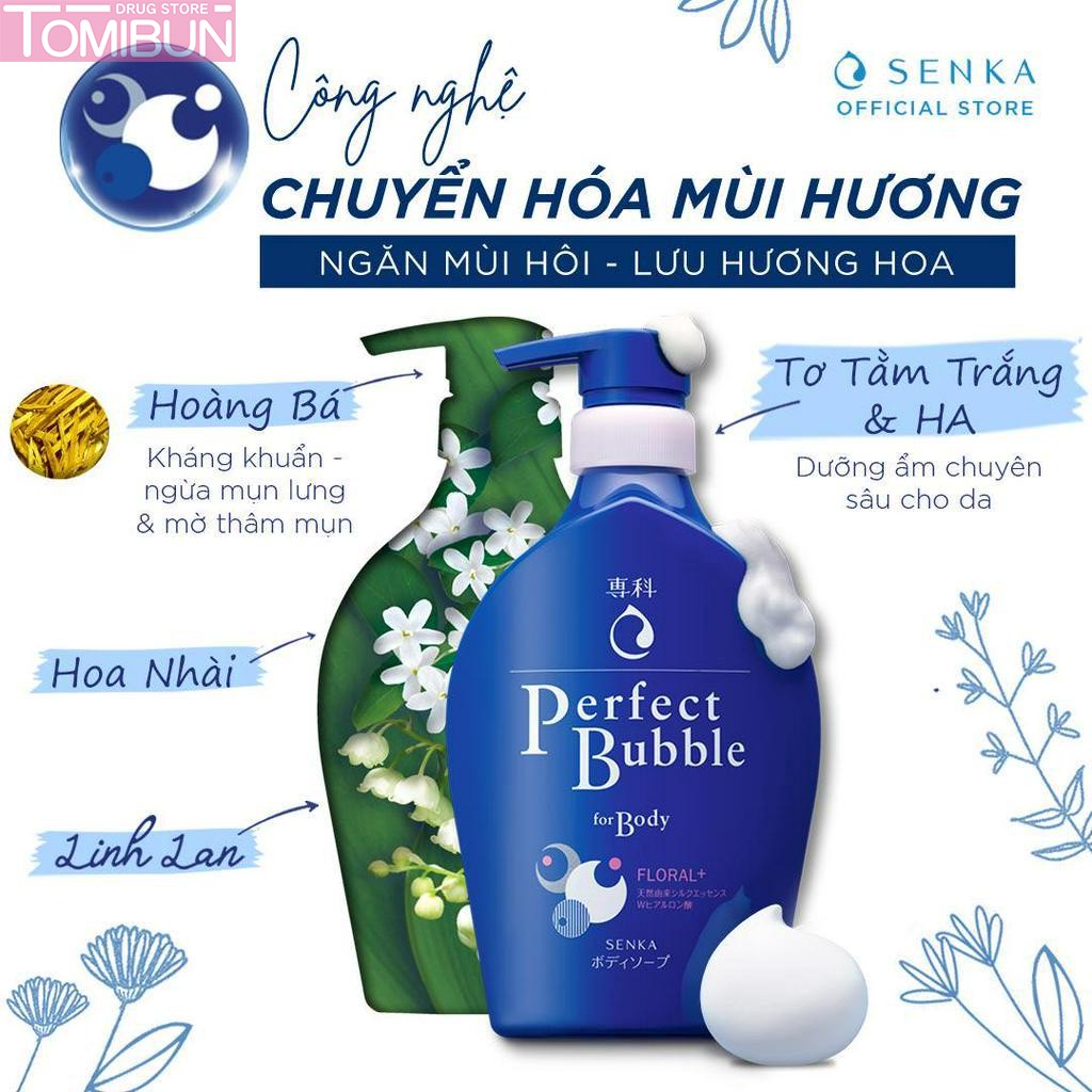 SỮA TẮM SENKA PERFECT BUBBLE FOR BODY FLORAL+ HƯƠNG HOA TƯƠI MÁT 500ML