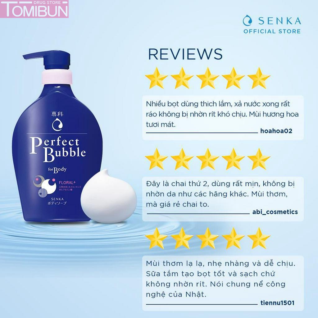 SỮA TẮM SENKA PERFECT BUBBLE FOR BODY FLORAL+ HƯƠNG HOA TƯƠI MÁT 500ML