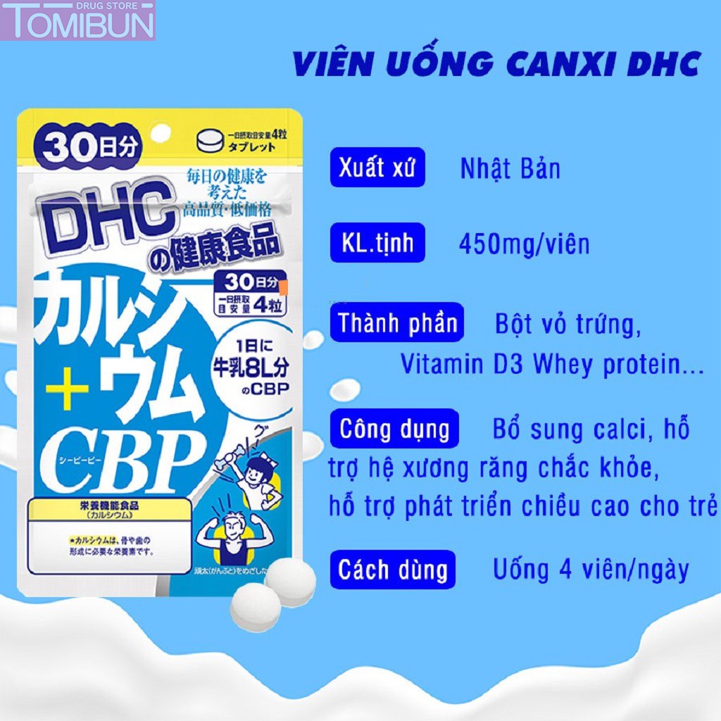 VIÊN UỐNG BỔ SUNG CANXI CALCIUM + CBP DHC 30 NGÀY (120 VIÊN)