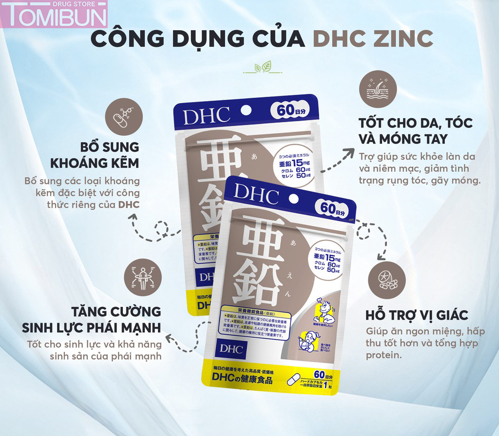 VIÊN UỐNG BỔ SUNG KẼM DHC ZINC 60 VIÊN (60 NGÀY)