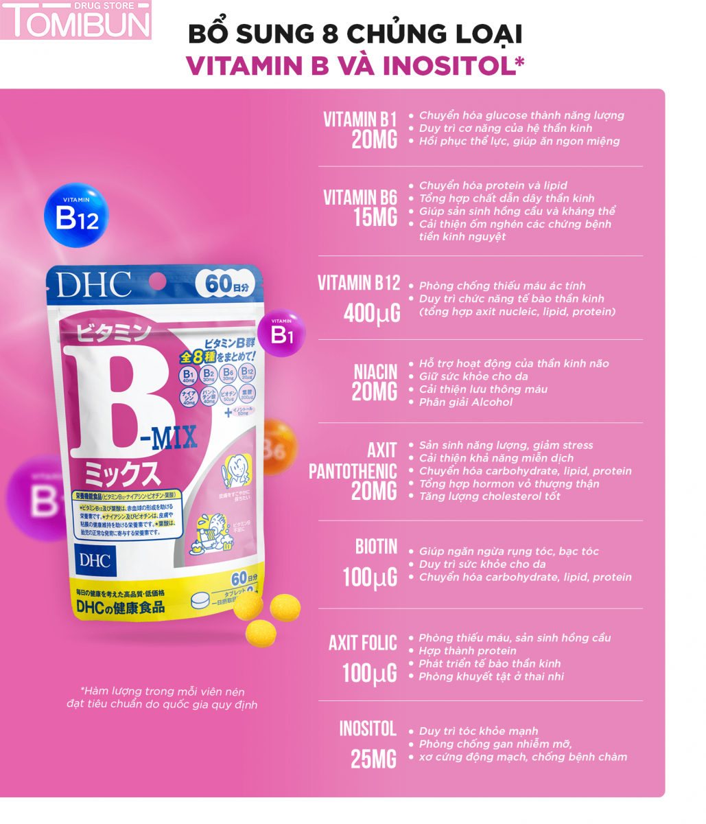 VIÊN UỐNG DHC BỔ SUNG VITAMIN B-MIX TỔNG HỢP 60 VIÊN (30 NGÀY)