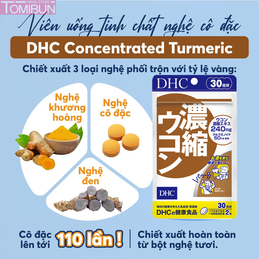 VIÊN UỐNG GIẢI RƯỢU, THẢI ĐỘC GAN DHC CONCENTRATED TURMERIC (CHIẾT XUẤT TỪ NGHỆ) (30 NGÀY)