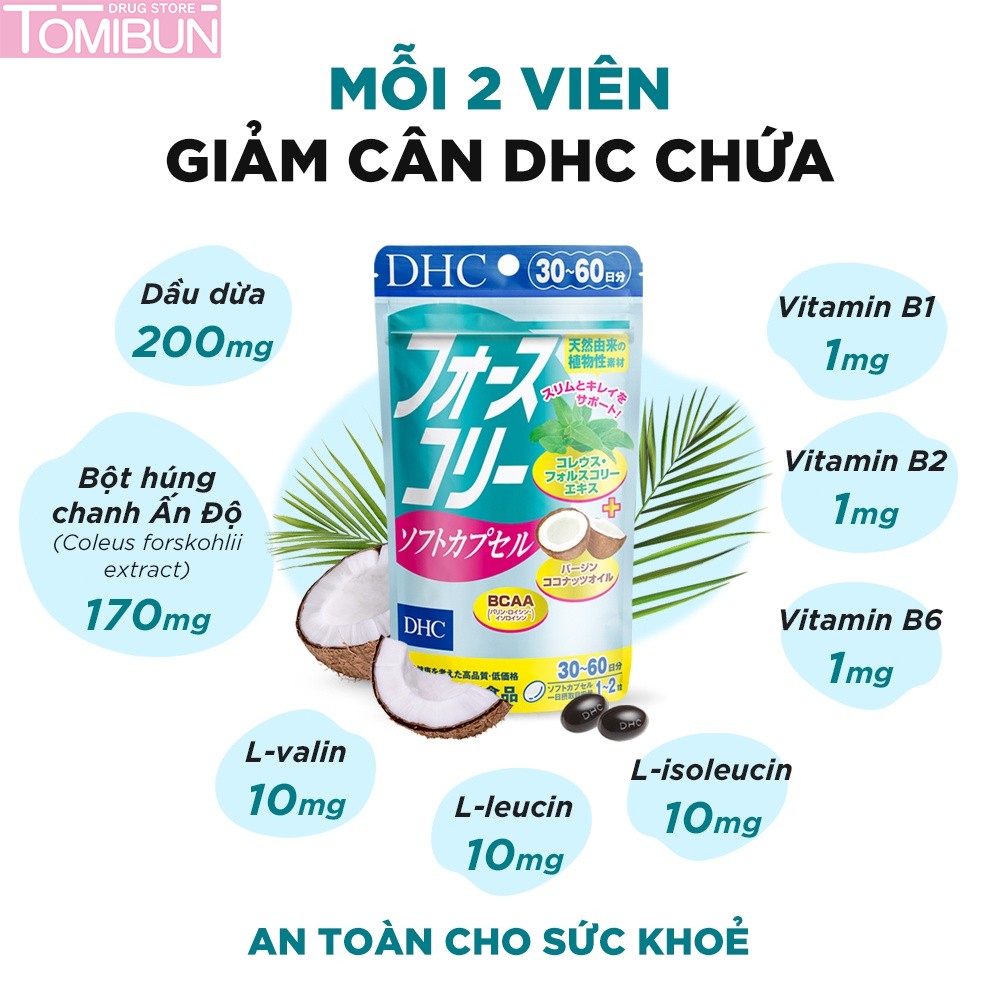 VIÊN UỐNG FORSKOHLII SOFT CAPSULE DHC HỖ TRỢ GIẢM CÂN 30 NGÀY