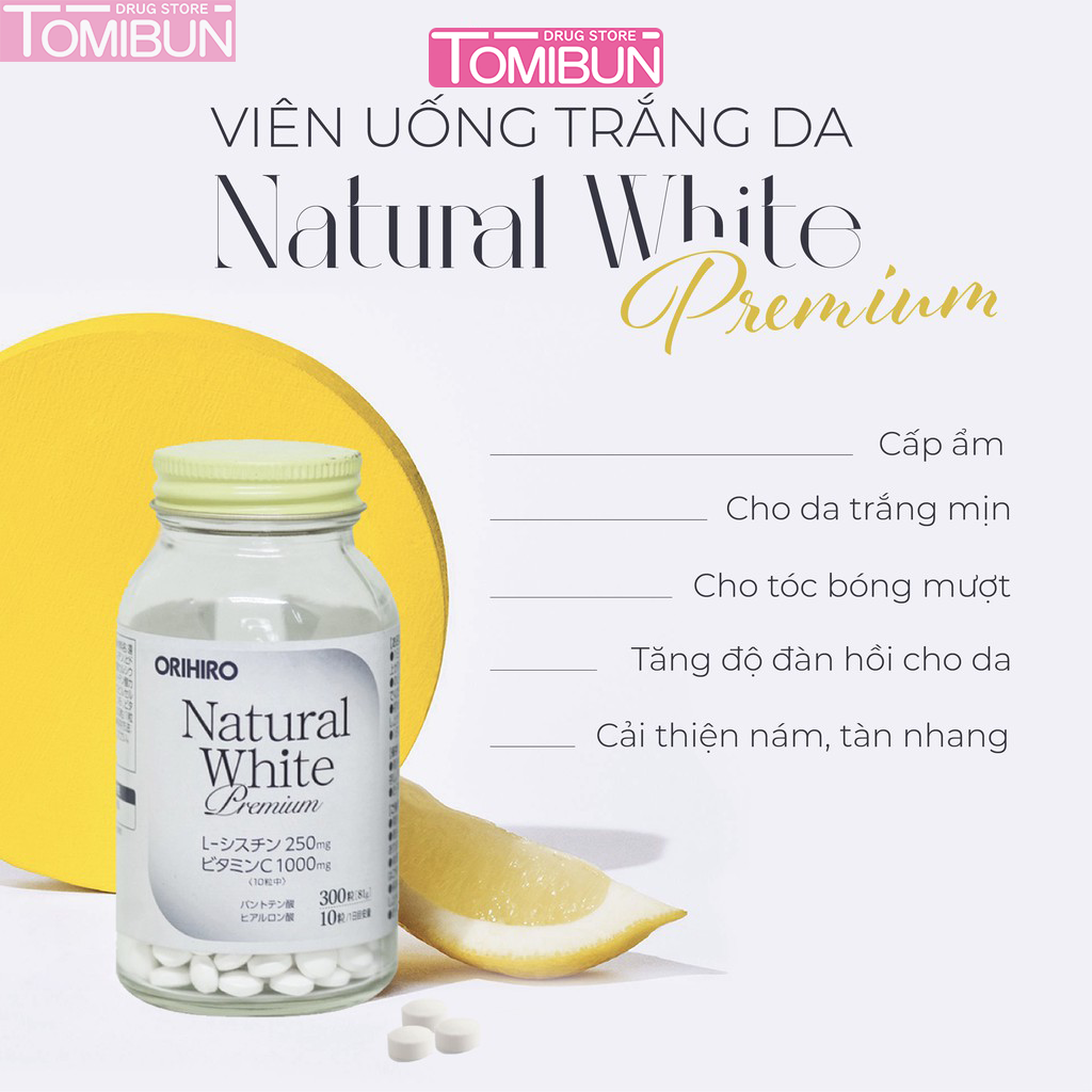 VIÊN UỐNG TRẮNG DA NATURAL WHITE PREMIUM ORIHIRO 300 VIÊN