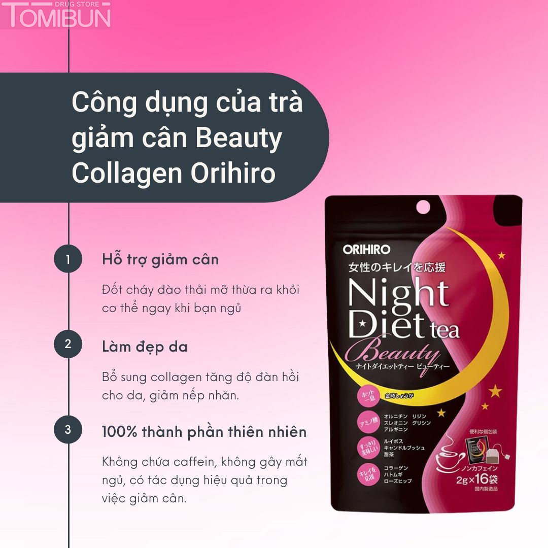 ORIHIRO - TRÀ GIẢM CÂN BAN ĐÊM NIGHT DIET BEAUTY (2GX16 GÓI)