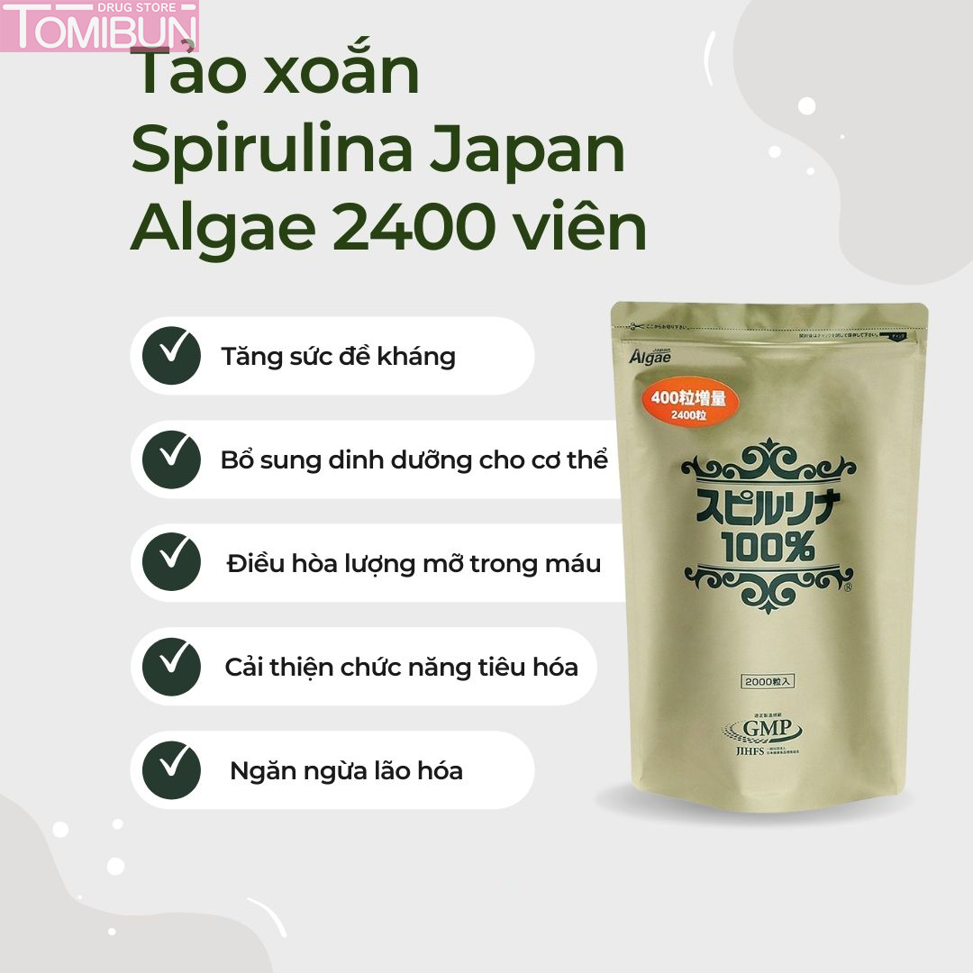 VIÊN UỐNG TẢO XOẮN SPIRULINA NHẬT BẢN DẠNG TÚI (2400 VIÊN)