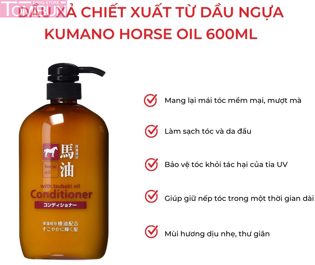 DẦU XẢ MỠ NGỰA NHẬT BẢN KUMANO COSME STATION HORSE OIL CONDITIONER 600ML