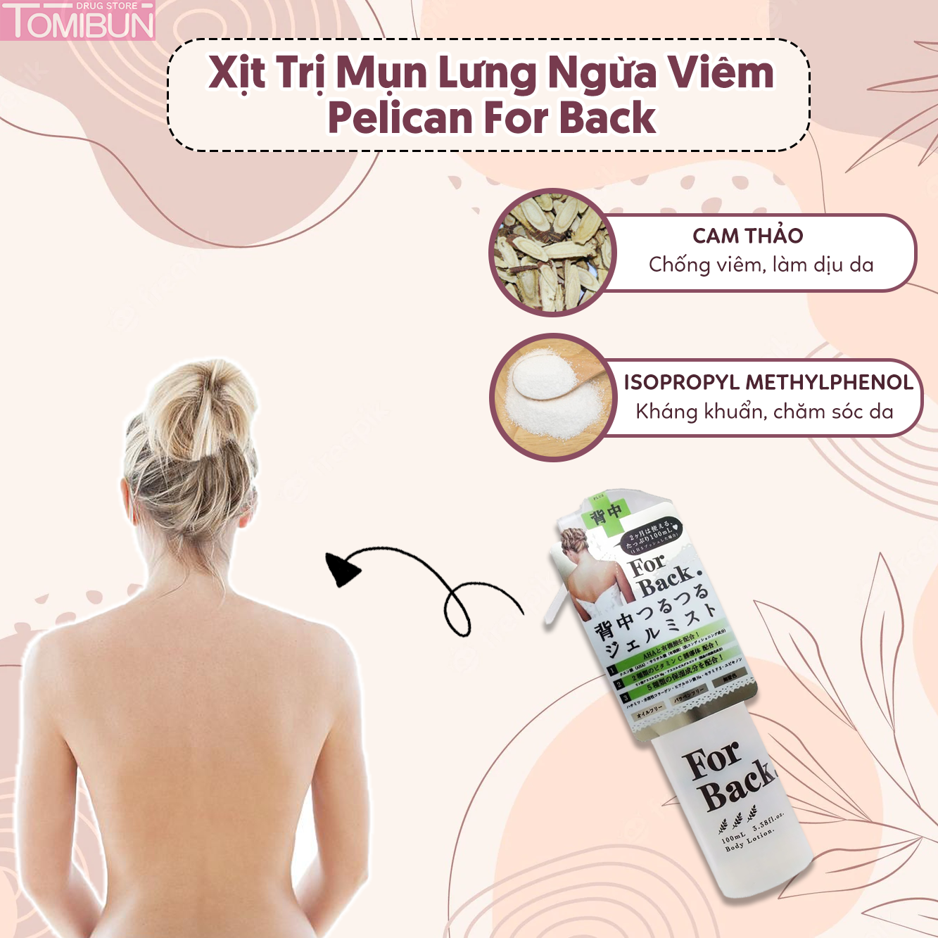 XỊT TRỊ MỤN LƯNG NGỪA VIÊM PELICAN FOR BACK