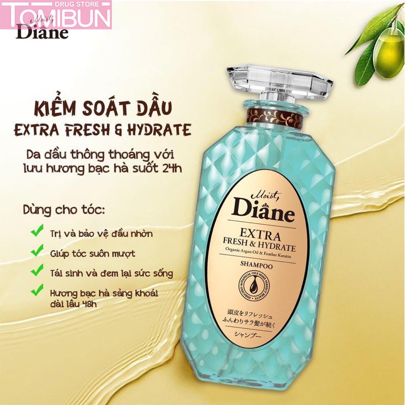 DẦU GỘI KIỂM SOÁT DẦU MOIST DIANE EXTRA FRESH & HYDRATE 450ML