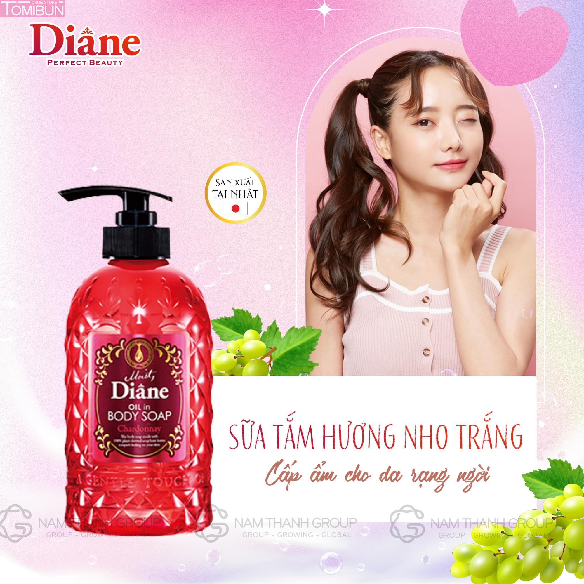 SỮA TẮM TINH DẦU NHO TRẮNG MOIST DIANE CHARDONNAY (500ML)