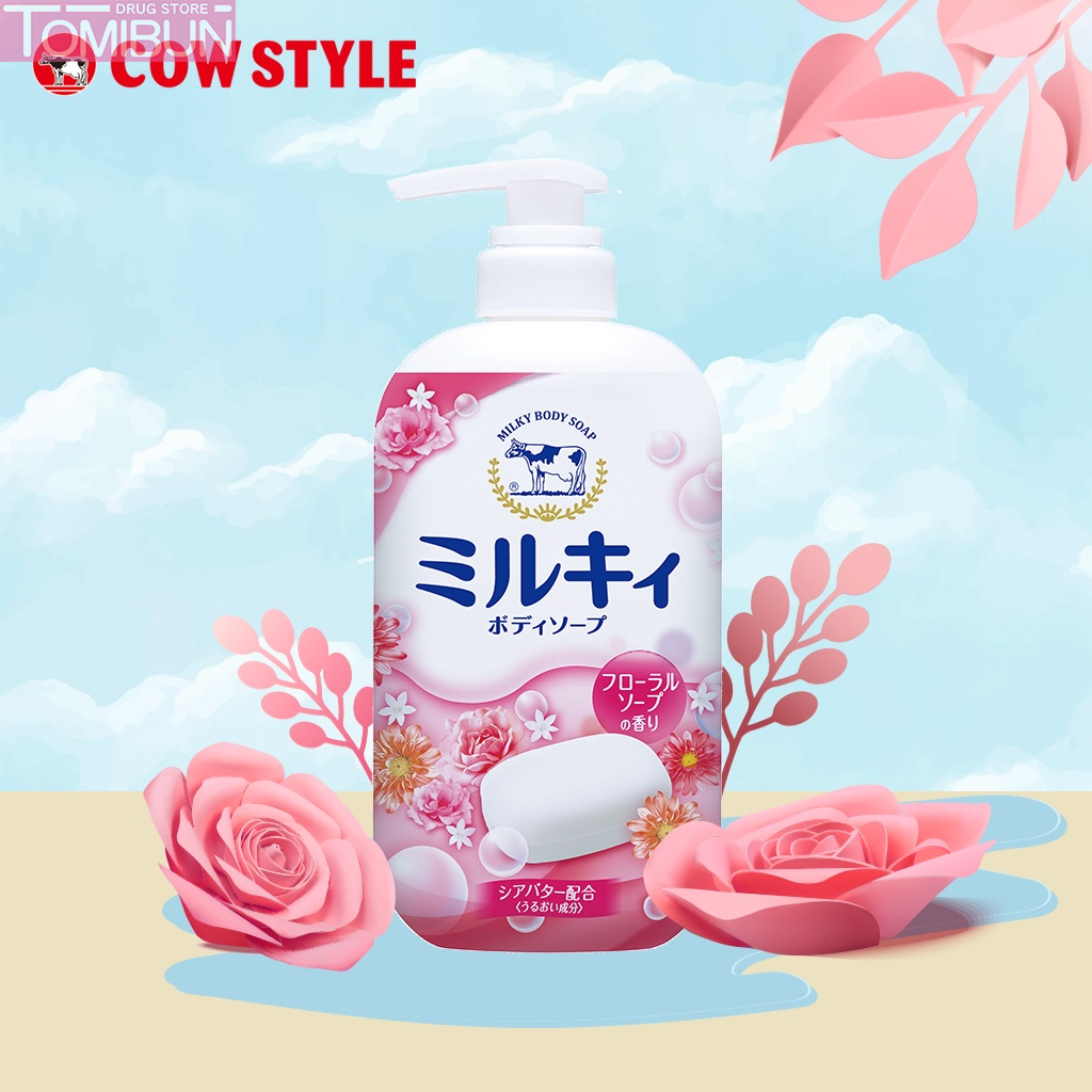 SỮA TẮM HƯƠNG HOA HỒNG MILKY BODY FLORAL SOAP COW 550ML