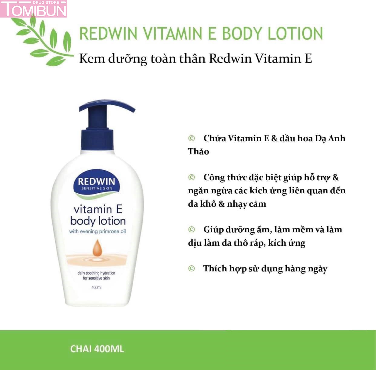 KEM DƯỠNG THỂ VITAMIN E BODY LOTION REDWIN 400ML