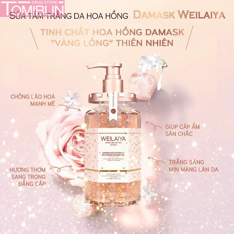 SỮA TẮM TRẮNG DA WEILAIYA DAMASK GRAND ROSE EXTRACTS WHITENING SHOWER GEL 450ML