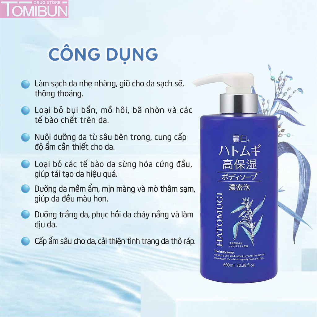 SỮA TẮM DƯỠNG ẨM CHUYÊN SÂU & TRẮNG DA HATOMUGI RICH BODY SOAP 600ML