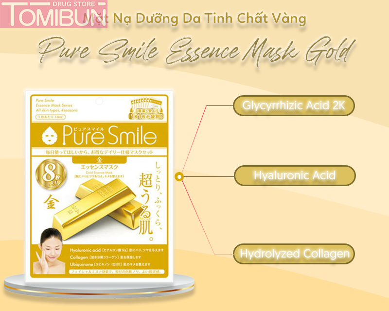 MẶT NẠ DƯỠNG DA TINH CHẤT VÀNG PURE SMILE ESSENCE MASK 8P GOLD