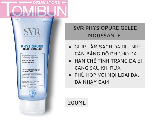 GEL RỬA MẶT SVR DÀNH CHO DA NHẠY CẢM PHYSIOPURE GELÉE MOUSSANTE 200ML