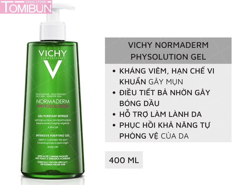 GEL RỬA MẶT VICHY LÀM SẠCH SÂU GIẢM BÃ NHỜN NORMADERM PHYTOSOLUTION INTENSIVE PURIFYING GEL 200ML