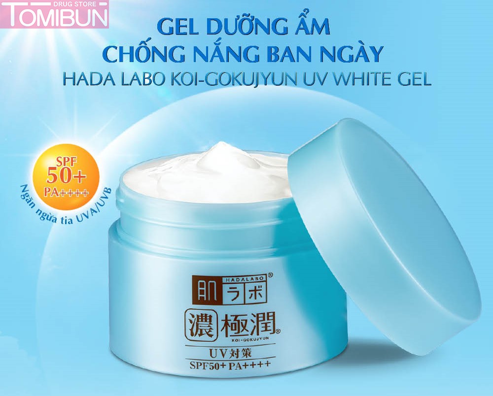 GEL DƯỠNG ẨM CHỐNG NẮNG BAN NGÀY HADA LABO KOI-GOKUJYUN UV WHITE GEL SPF50+ PA++++ 90G