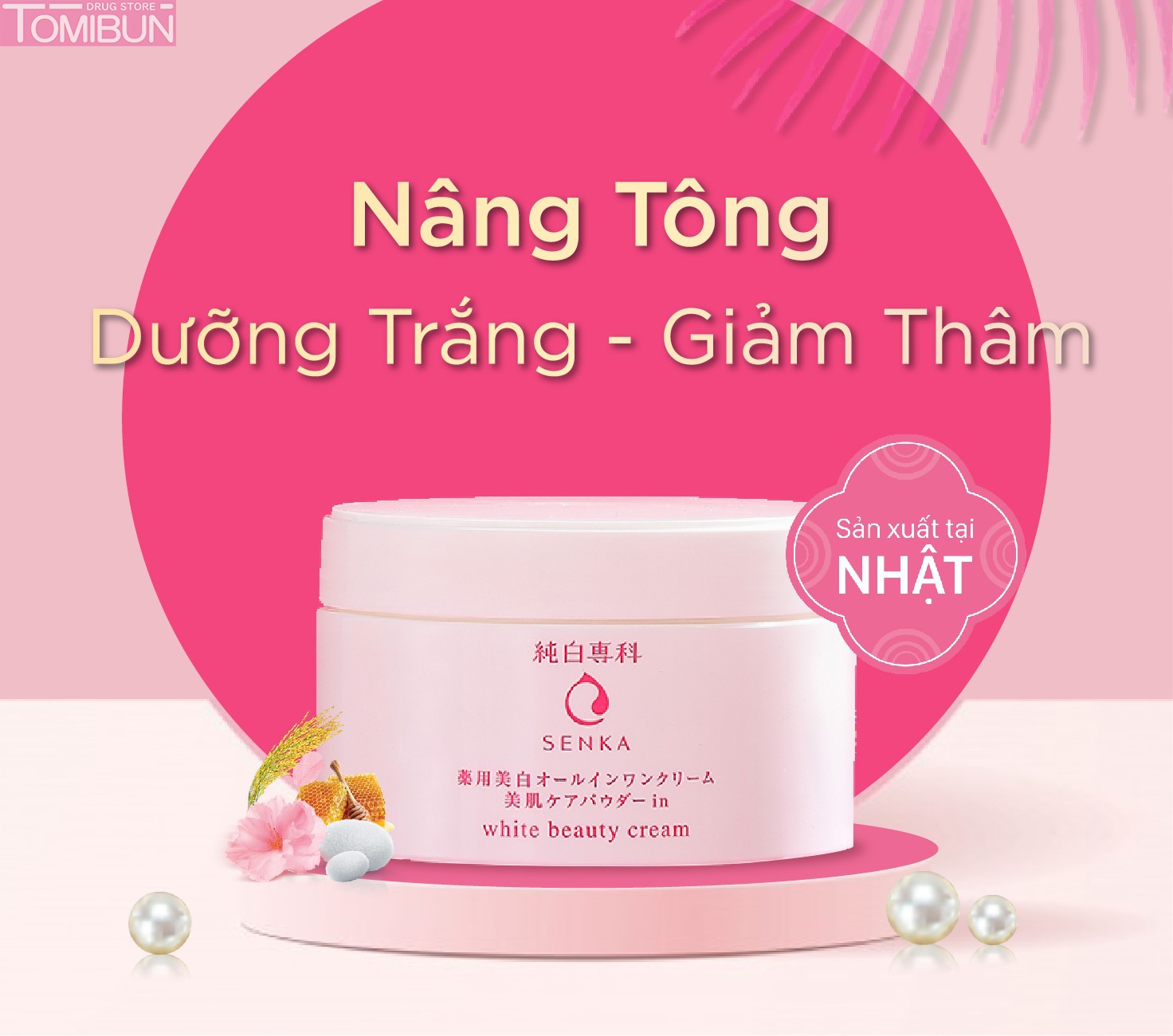 KEM DƯỠNG SÁNG DA & NÂNG TÔNG 3 TRONG 1 SENKA WHITE BEAUTY CREAM 100G