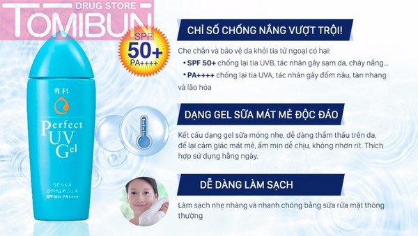 GEL SỮA CHỐNG NẮNG ẨM MƯỢT SENKA PERFECT UV GEL SPF50/PA++++ 80G