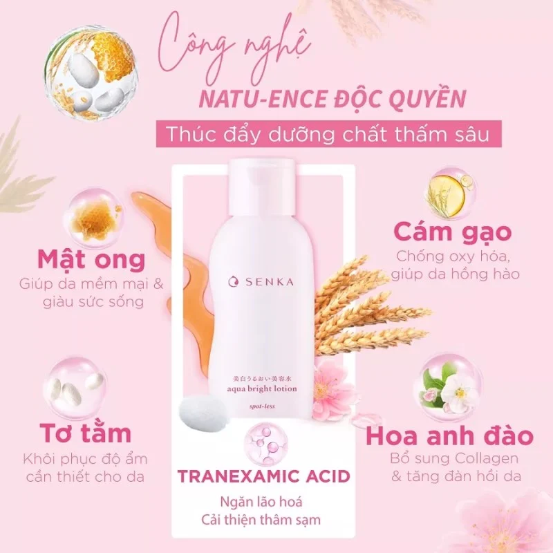 NƯỚC DƯỠNG LÀM MỀM VÀ TRẮNG DA, GIẢM THÂM SẠM SENKA AQUA BRIGHT LOTION 200ML