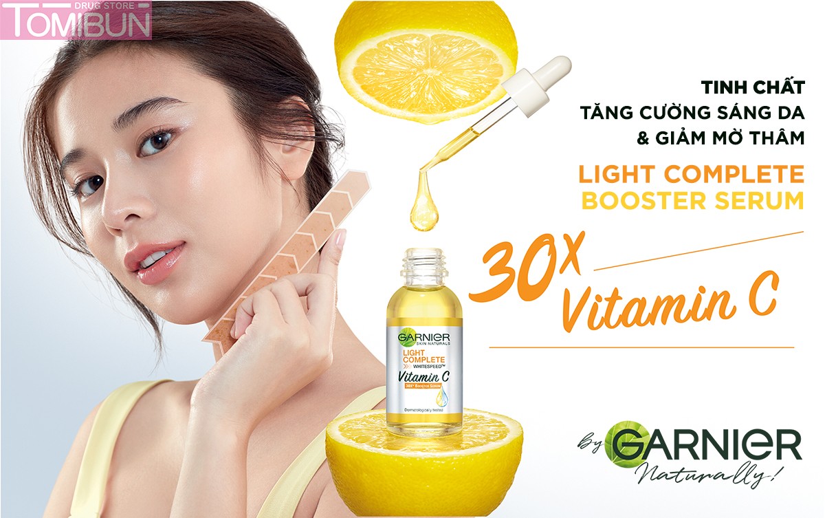 SERUM GARNIER TĂNG CƯỜNG SÁNG DA MỜ THÂM BRIGHT COMPLETE 30X VITAMIN C BOOSTER SERUM 30ML