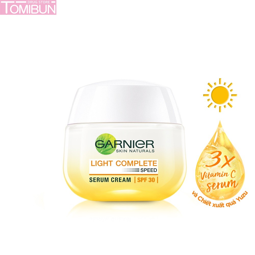 KEM DƯỠNG GARNIER TINH CHẤT SERUM SÁNG DA BAN NGÀY LIGHT COMPLETE SPEED SERUM CREAM SPF30 50ML