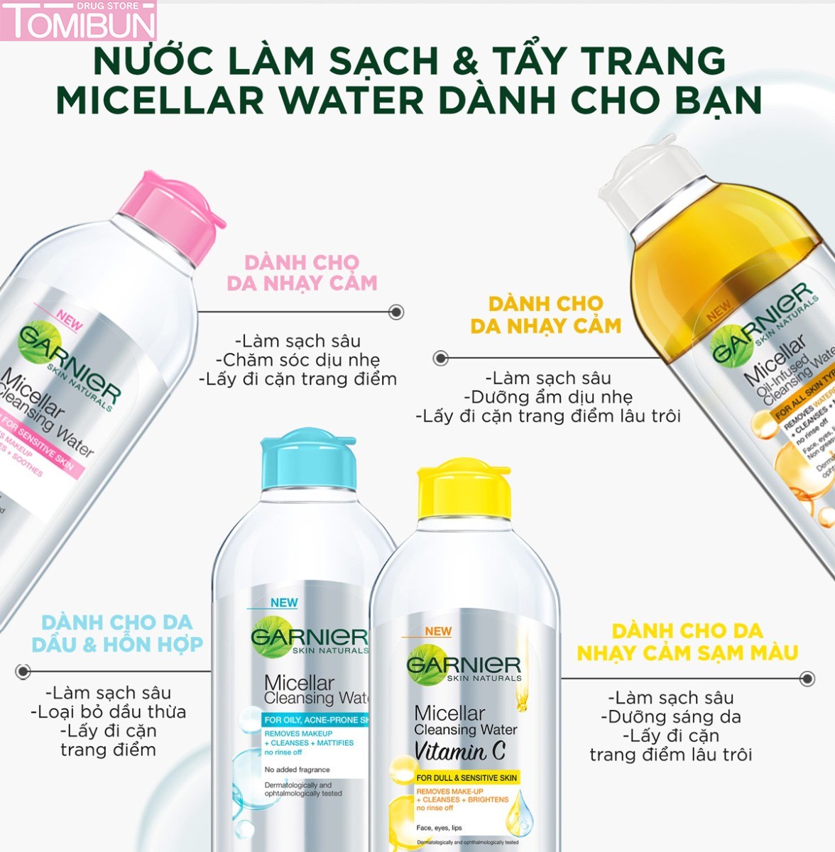 NƯỚC TẨY TRANG GARNIER VITAMIN C LÀM SÁNG DA MICELLAR CLEANSING WATER VITAMIN C 125ML