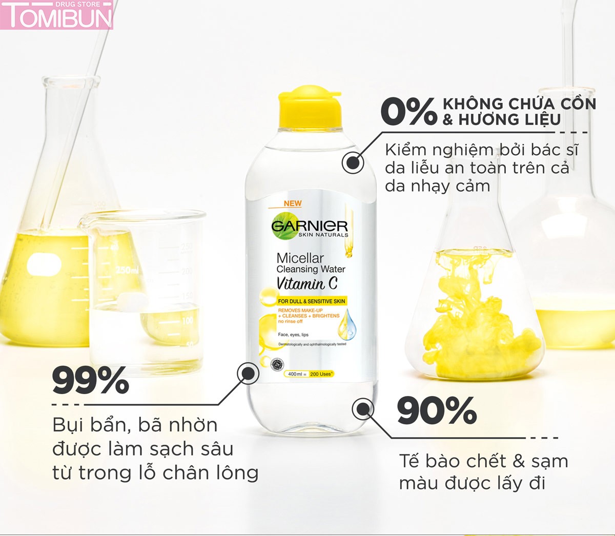 NƯỚC TẨY TRANG GARNIER VITAMIN C LÀM SÁNG DA MICELLAR CLEANSING WATER VITAMIN C 125ML