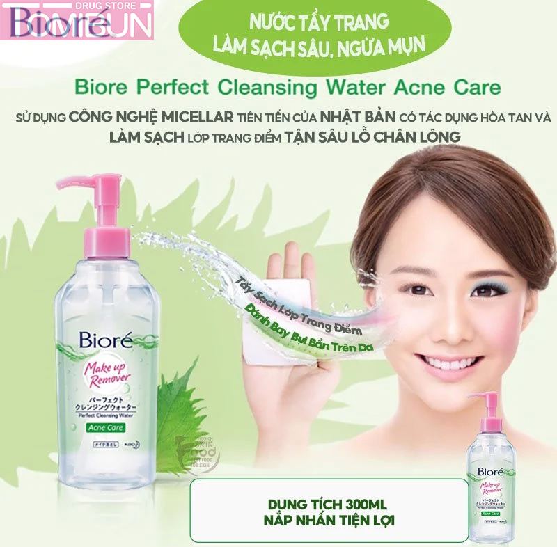 NƯỚC TẨY TRANG BIORÉ HOÀN HẢO NGỪA MỤN MAKEUP REMOVER PERFECT CLEANSING WATER ACNE CARE 90ML